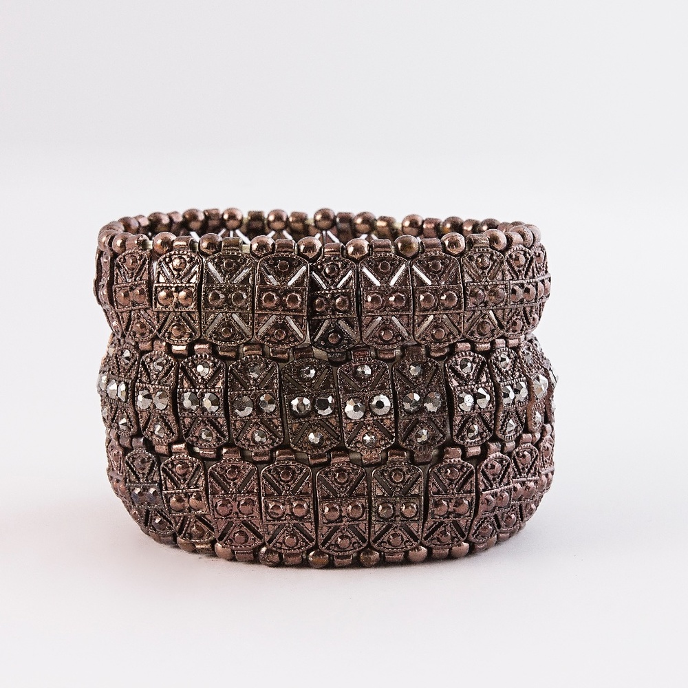 Women Copper & Rhinestone Stretch Bracelet